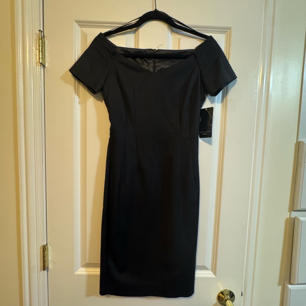 Zara Black Off-Shoulder Dress sweetheart neckline dress , mini/midi